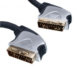 Кабель SCART на SCART HQSS1003/2.5, угловой, черный, 2.5 метра - вид 1 миниатюра